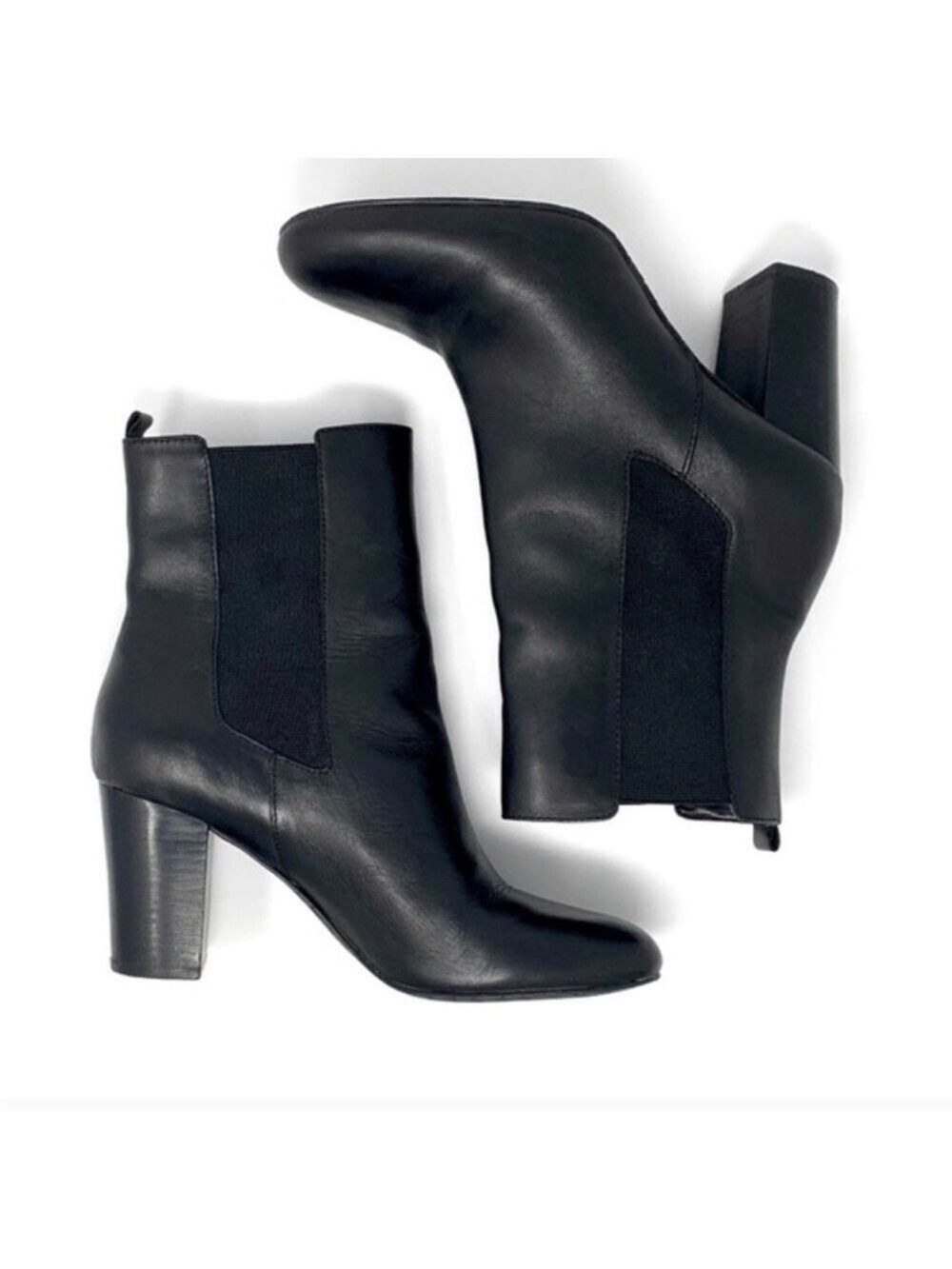 Elie Tahari black leather Garnet mid rise helped slip on bootie size 10